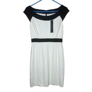 Cynthia Steffe NWT black waist‎ creme boat neck stretchy formal dress size 2